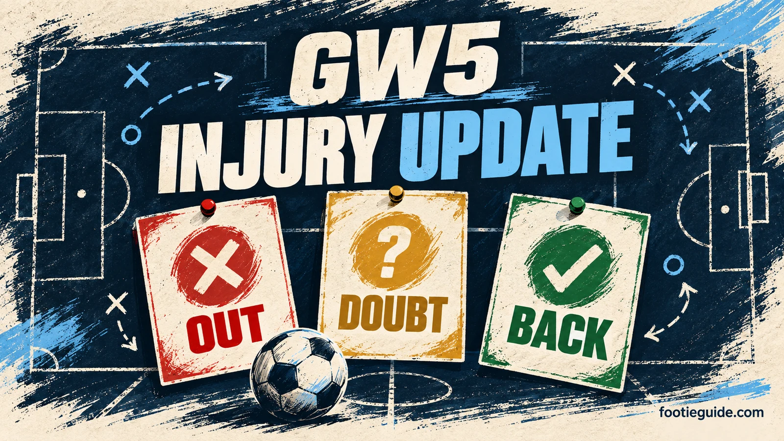 Gameweek 5 scouting board showing out, doubtful and returning player categories.
