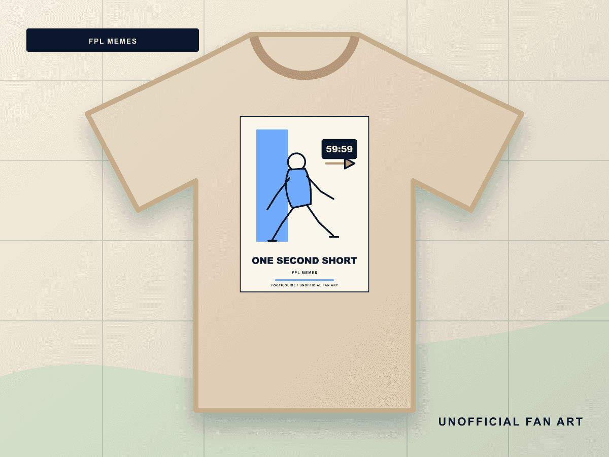 One Second Short line-art fantasy football T-shirt design