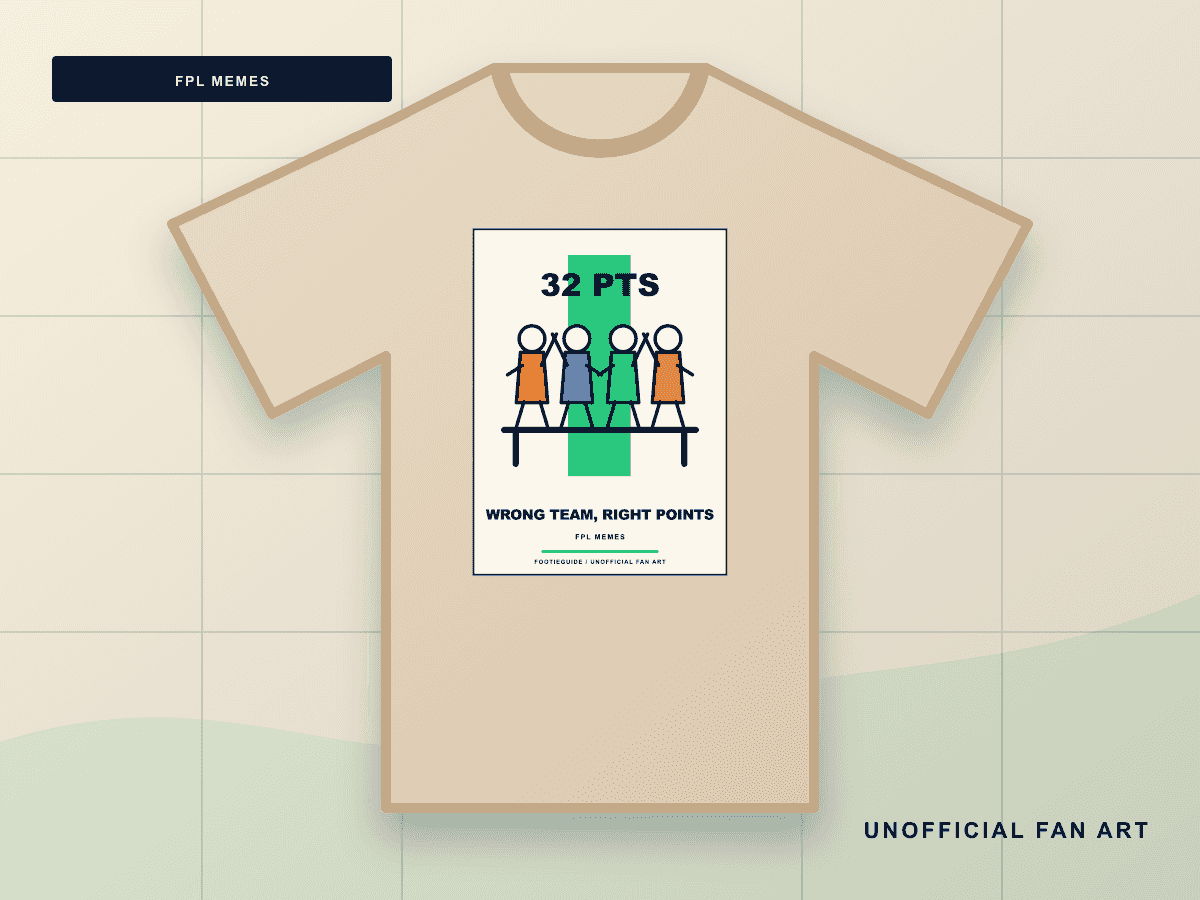 Wrong Team Right Points line-art fantasy football T-shirt design