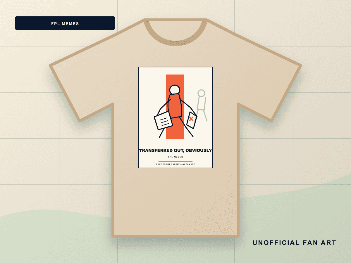 Transferred Out Obviously line-art fantasy football T-shirt design