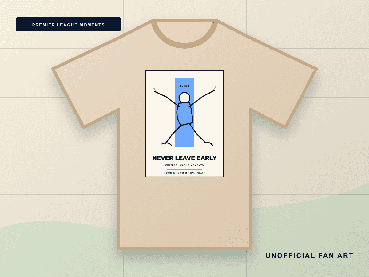 Never Leave Early line-art football T-shirt design