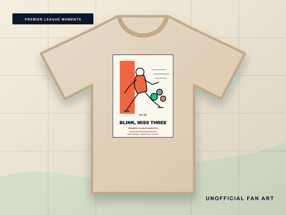 Blink Miss Three line-art football T-shirt design