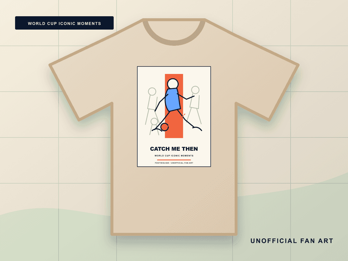 Catch Me Then line-art football T-shirt design